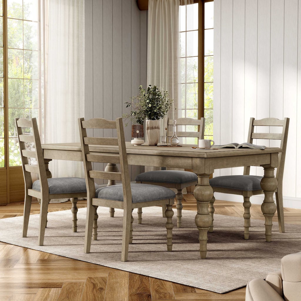Furniture of America Trenden Modern Farmhouse 5-Piece Solid Wood 78-inch Dining Set