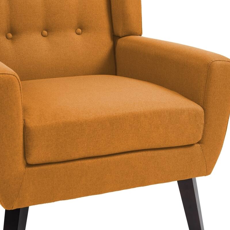 Mid Century Modern Button Tufted Accent Chair with Wood Legs