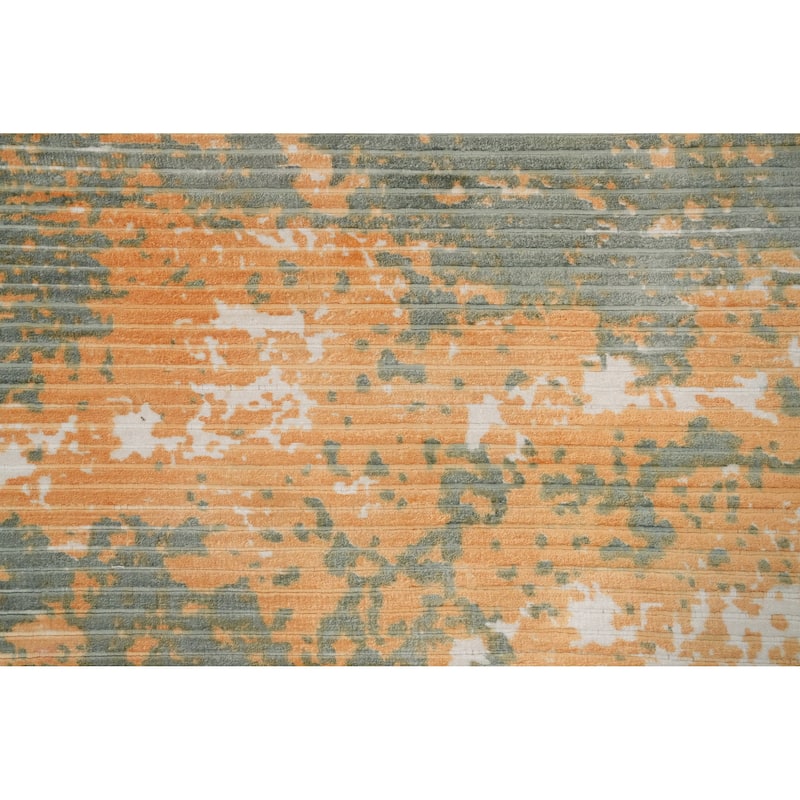 Hand Knotted Oriental Viscose Silk Carpet Modern All-Over Oranges & Rust Abstract Area Rug - 5' 10'' X 3' 10''
