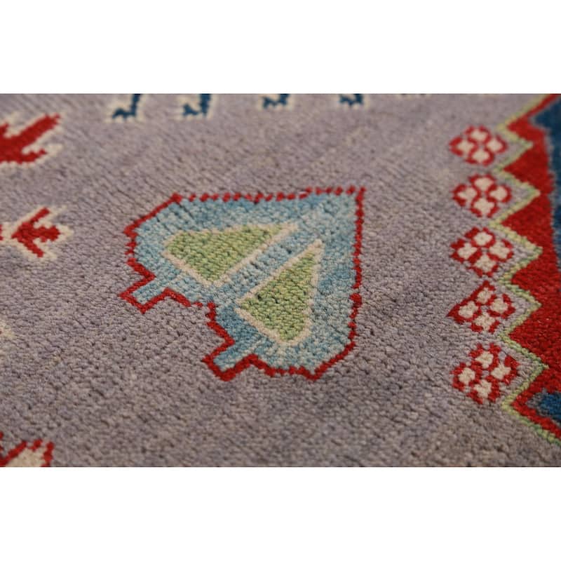 Hand Knotted Oriental 100% Wool Carpet Traditional All-Over Greys & Charcoal Kazak Area Rug - 9' 0'' X 8' 3''
