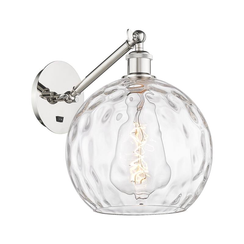 Innovations Lighting Endless Possibilities Ballston - Athens Water Glass - 1 Light 10" Adjustable Sconce - Arm Adjusts Up & Down - Clear Water Glass/Polished Nickel