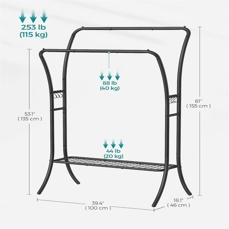 Clothing Rack with Shelves - 18.1"D x 39.4"W x 61"H