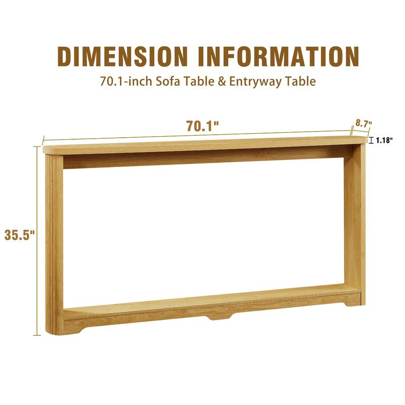 70.1" Corrugated Texture Storage Table for Entranceways