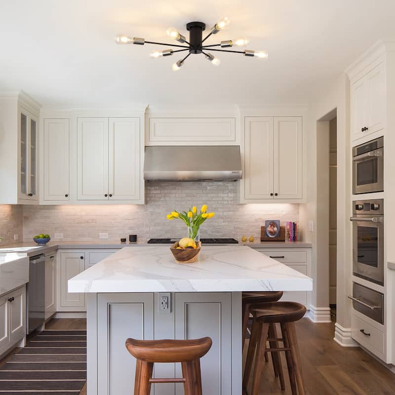 8-Light Modern Semi Flush Mount Lights for Kitchen Study Living Room