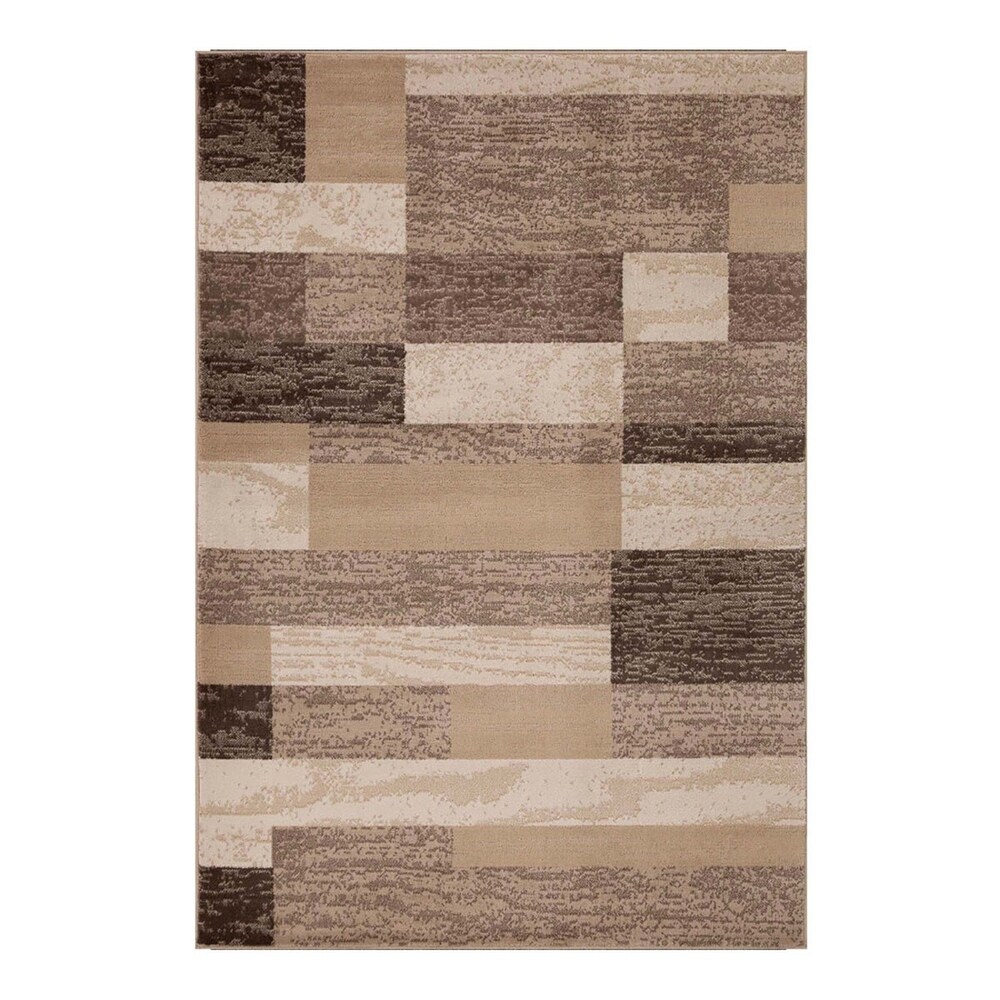 HomeRoots 5 x 8 Rag Olefin Beige Indoor Stripe Area Rug | 4000393993