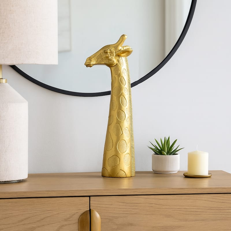 Resin Modern Giraffe Head Figurine Decor - Gold