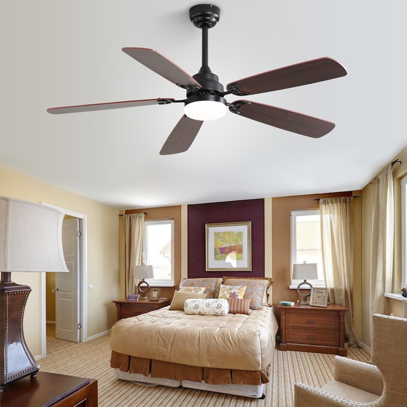 52 inch Integrated LED Ceiling Fan with Light and Remote, Flush Mount and Downrd Mount - 52 inch