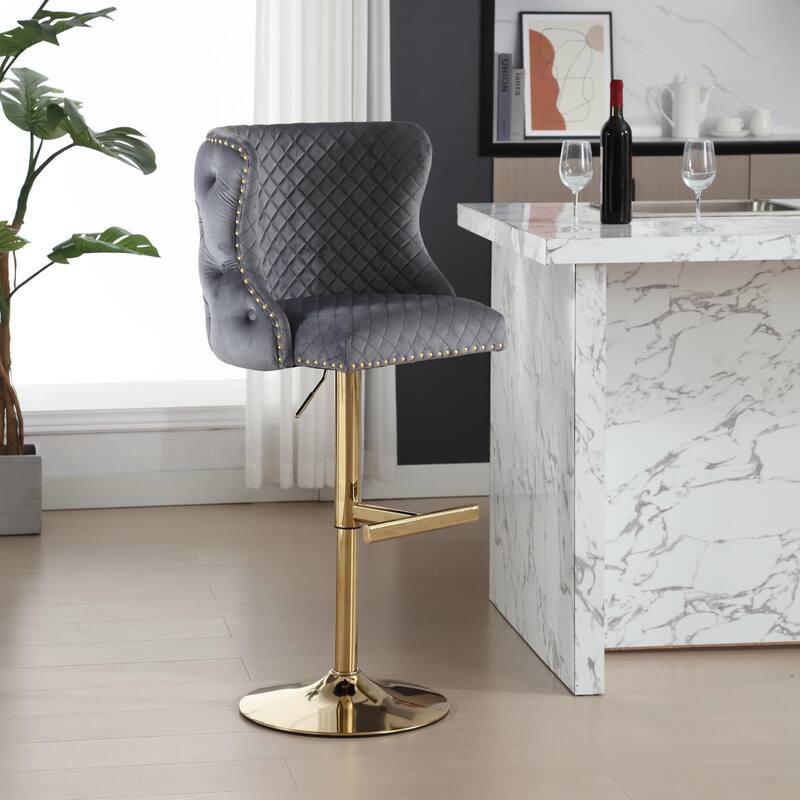Hengming Velvet Bar Chair Stool One-Piece Set