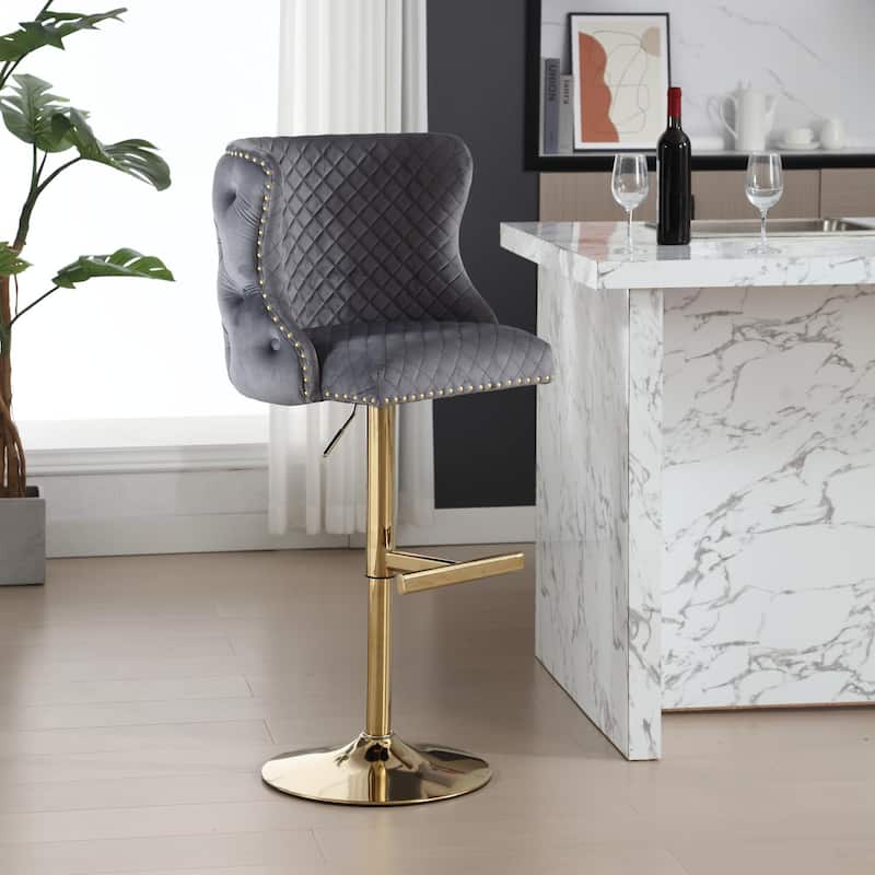 Ostweer Furniture Velvet Adjustable Bar Chair Sto - Beige
