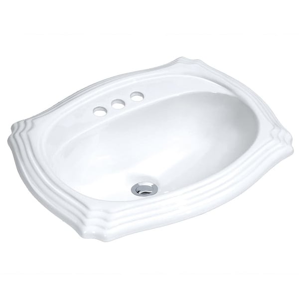 Build Essentials DLS-SCAL-2318 18" Drop In Vitreous China Bathroom Sink with 3 Holes Drilled and Overflow - White