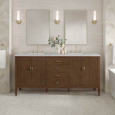 James Martin Vanities Myrrin 72" Vanity, Mid Century Walnut