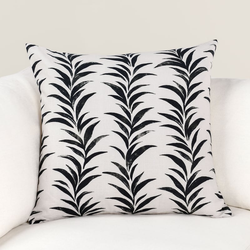 Villa by Classic Home Alula Cotton Fabric Throw Pillow - Black/White - 22x22