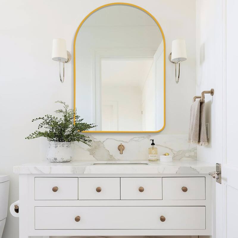 Arch Bathroom Wall Mirror Large Metal Frame Wall Mounted Mirror for Bedroom Living Room Dresser Entryway Decor