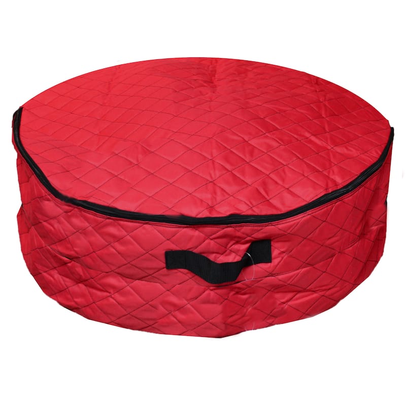 2 in 1 Quilted Red Zip Up Christmas Garland and Wreath Storage Bag - 36"