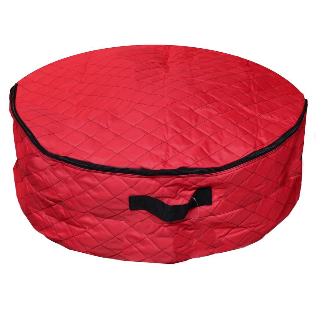 2 in 1 Quilted Red Zip Up Christmas Garland and Wreath Storage Bag - 36"
