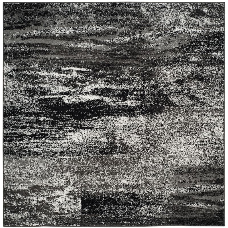 SAFAVIEH Adirondack Brynn Modern Abstract Rug - 9' x 9' Square - Silver/Black