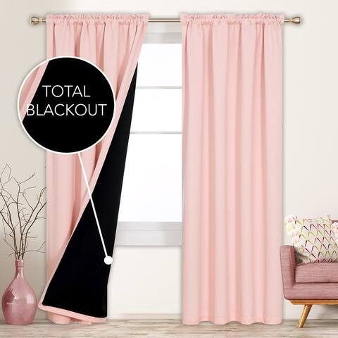 Deconovo 100 Percent Blackout with Liner Rod Pocket Curtain Panel Pair