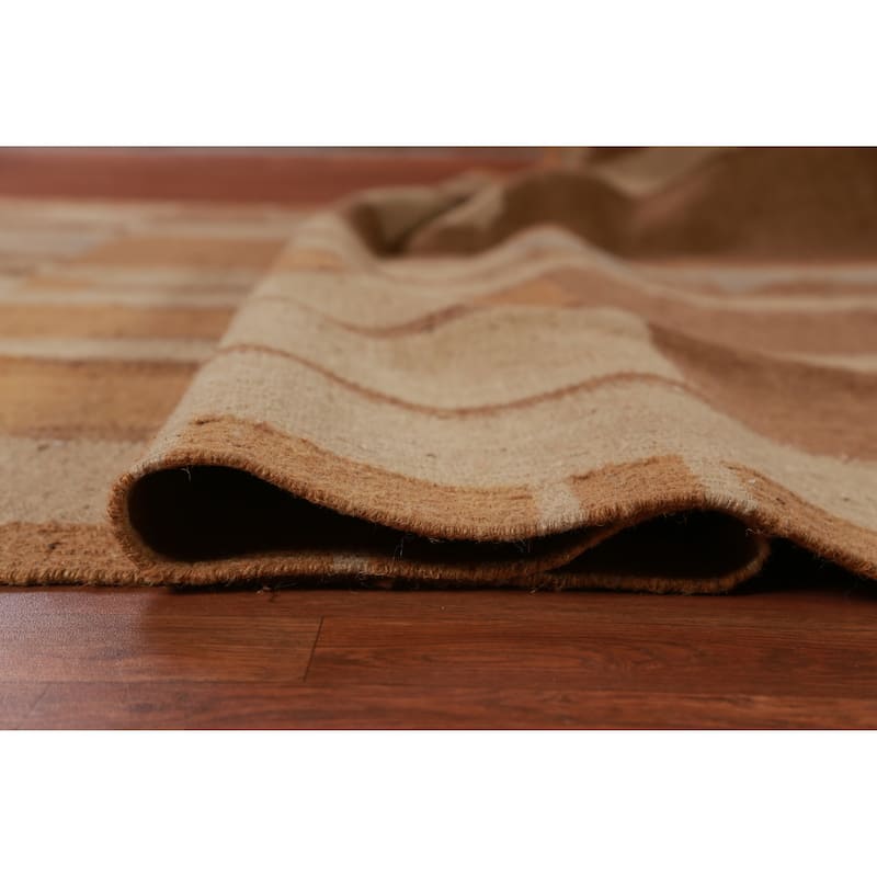 Hand Woven Oriental 100% Jute Carpet Southwestern Modern Brown Kilim Area Rug - 10' 2'' X 8' 3''