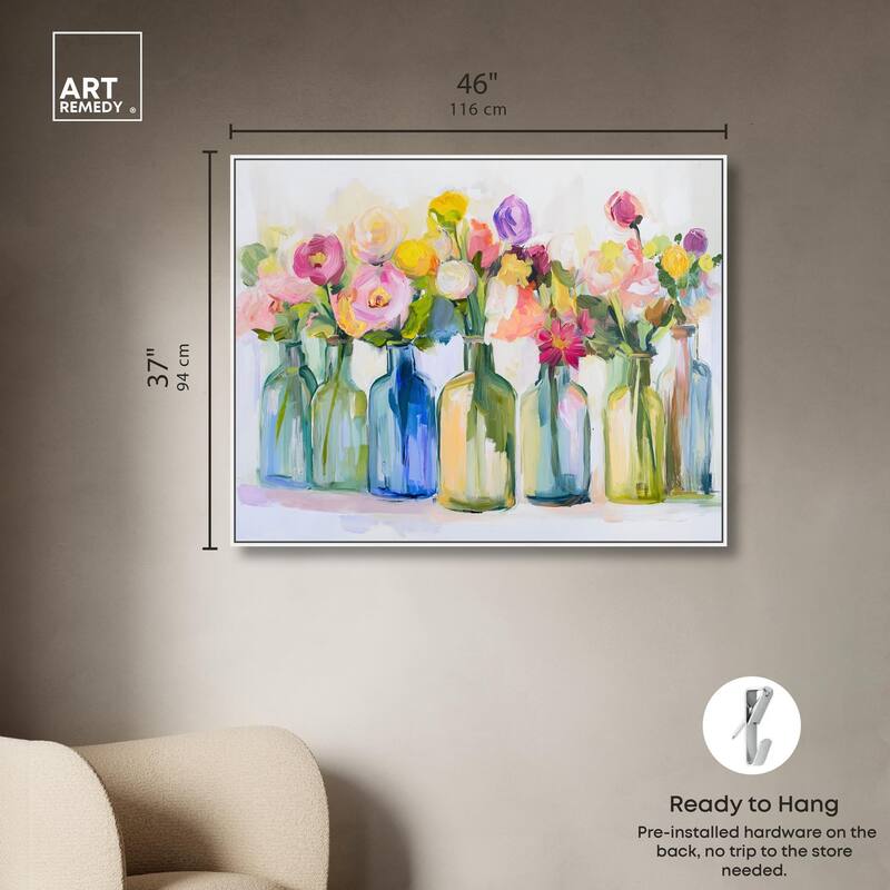 Bottles and Blooms Canvas by Art Remedy