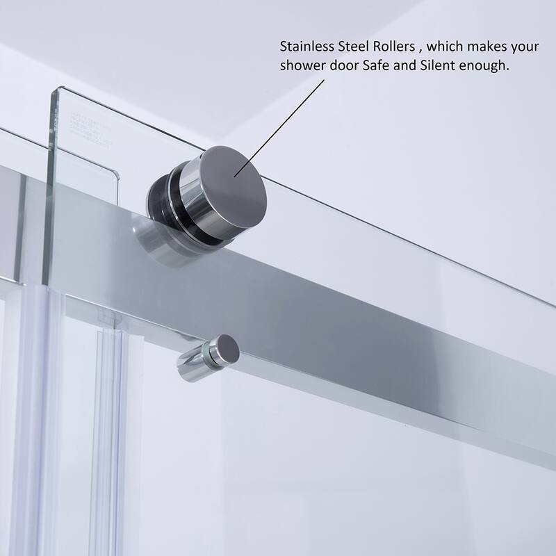 Spezia 60" W x 76" H Sliding Frameless Shower Door in Brushed Nickel - 60" W x 76" H