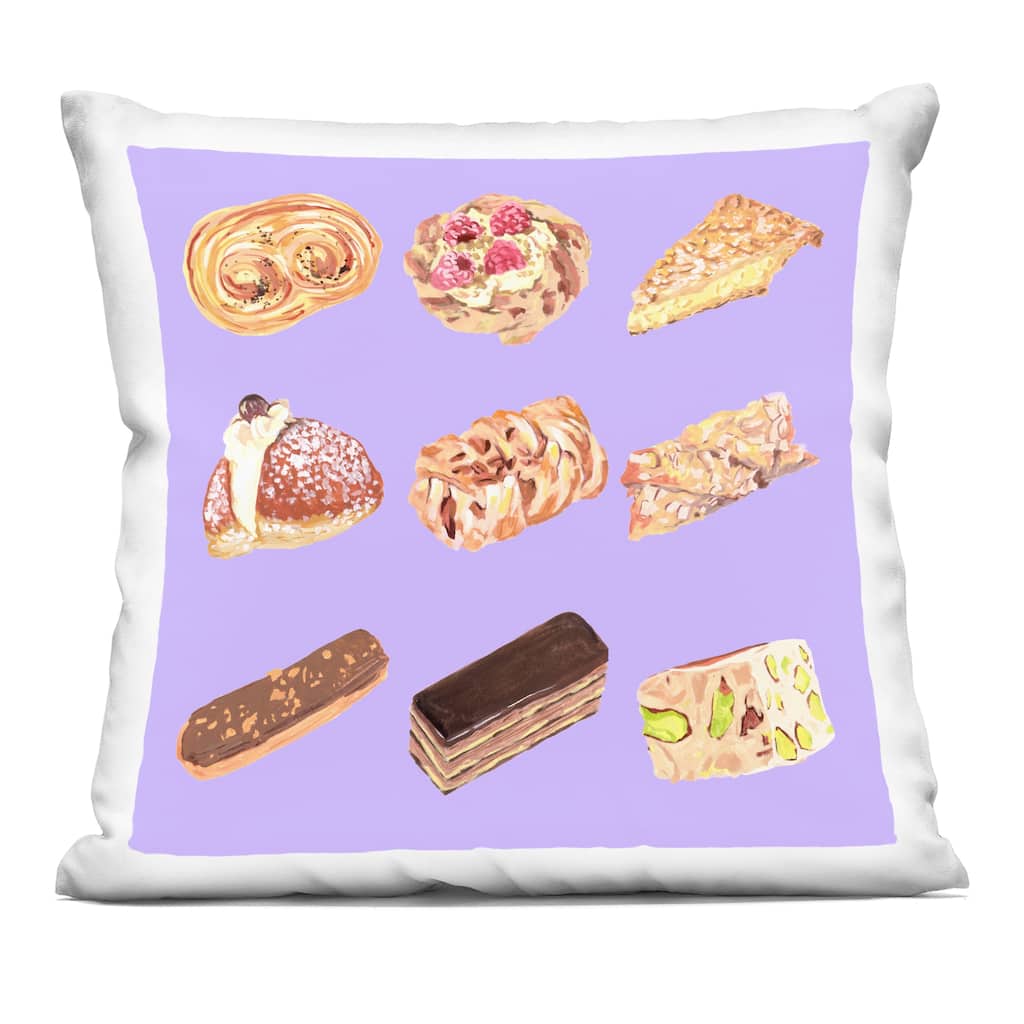 Stupell Bakery Goods on Purple Decorative Printed Throw Pillow Design by Melissa Wang