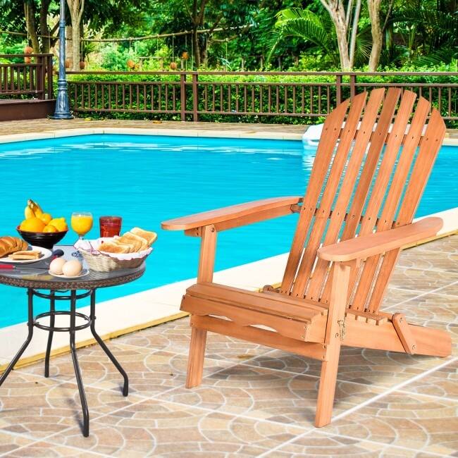 Foldable Eucalyptus Wood Outdoor Lounger Chair for Ultimate Relaxation - 34" x 28" x 35.5" ( L x W x H )