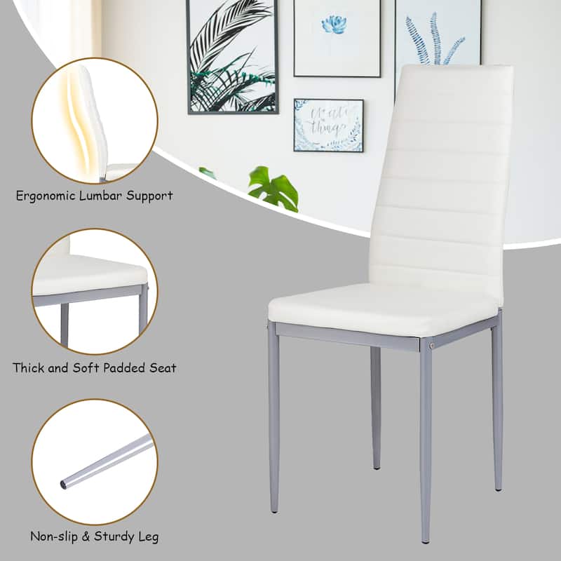 4 PCS PU Leather Dining Side Chairs with Padded Seat