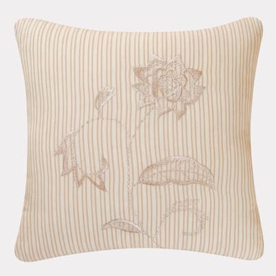 Flower Right Embroidered Pillow