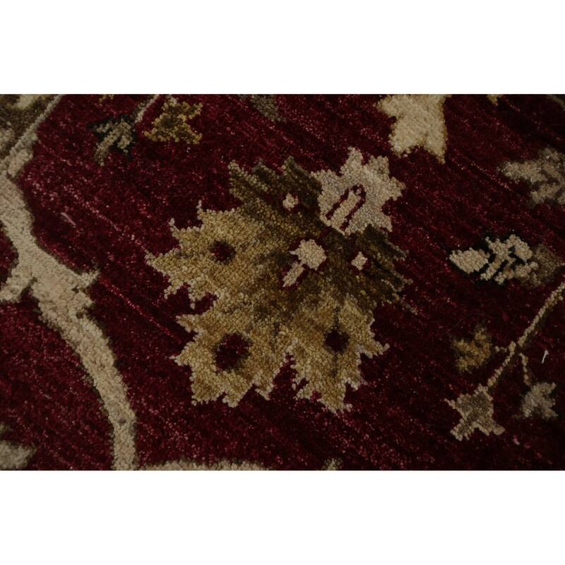 Hand Knotted Oriental 100% Wool Carpet Traditional All-Over Red Peshawar Area Rug - 14' 7'' X 9' 11''
