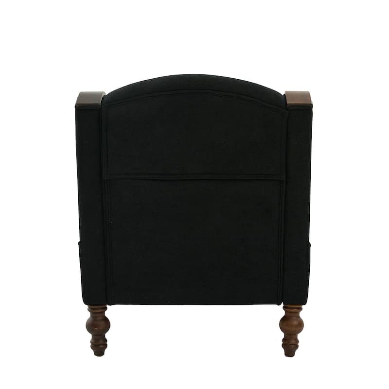 Ergonomic Chaise Lounge Indoor Chenille Single Lazy Sleeper Sofa Bed with Side Pockets, Solid Wood Armrests and Foots