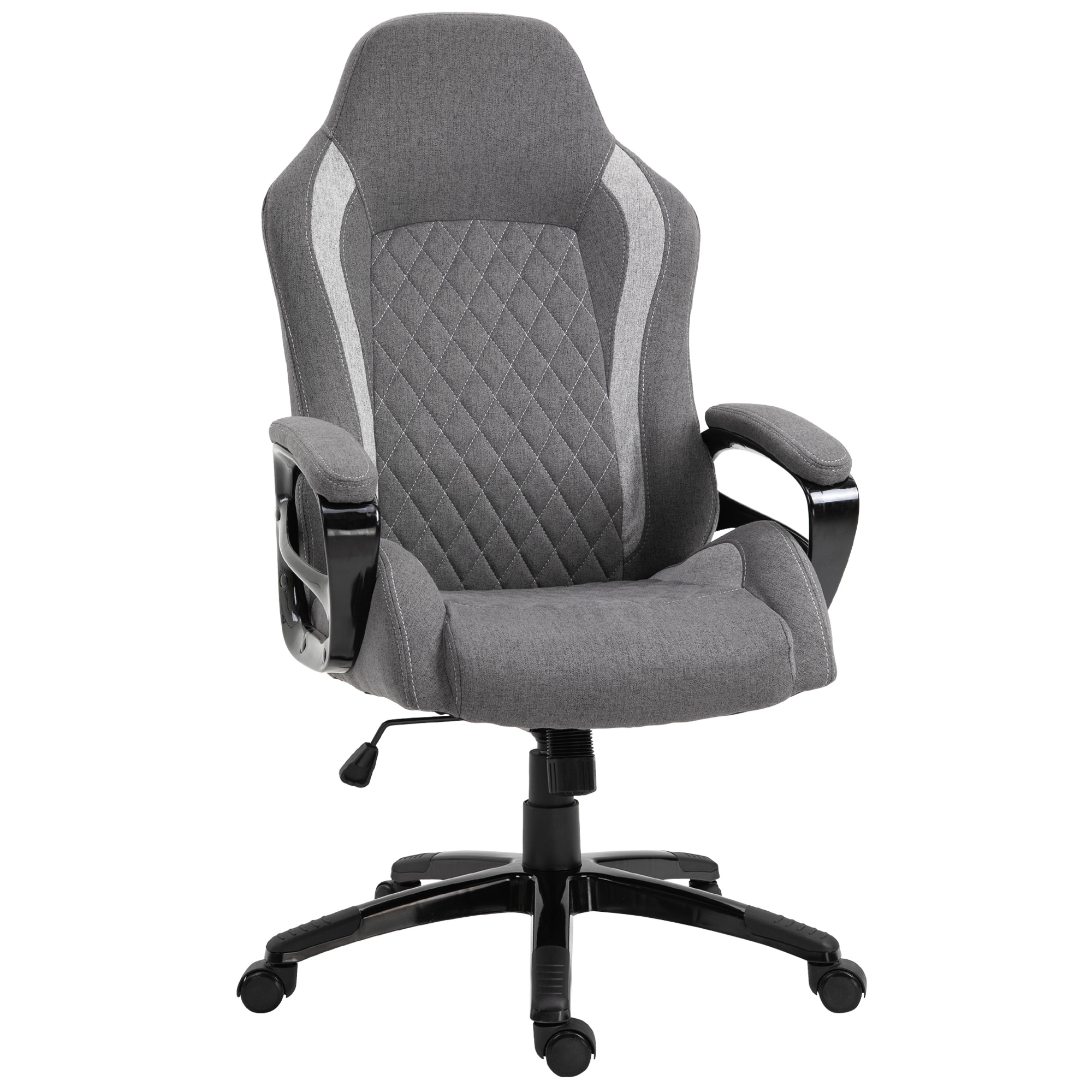 Vinsetto Ergonomic Office Chair Adjustable Height Fabric Rocker 360-deg Swivel Home Desk Chair, Grey
