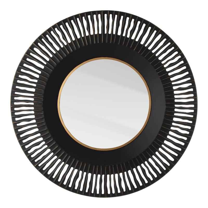 35"D Modern Industrial Metal Round Wall Mirror Decor By Glitzhome