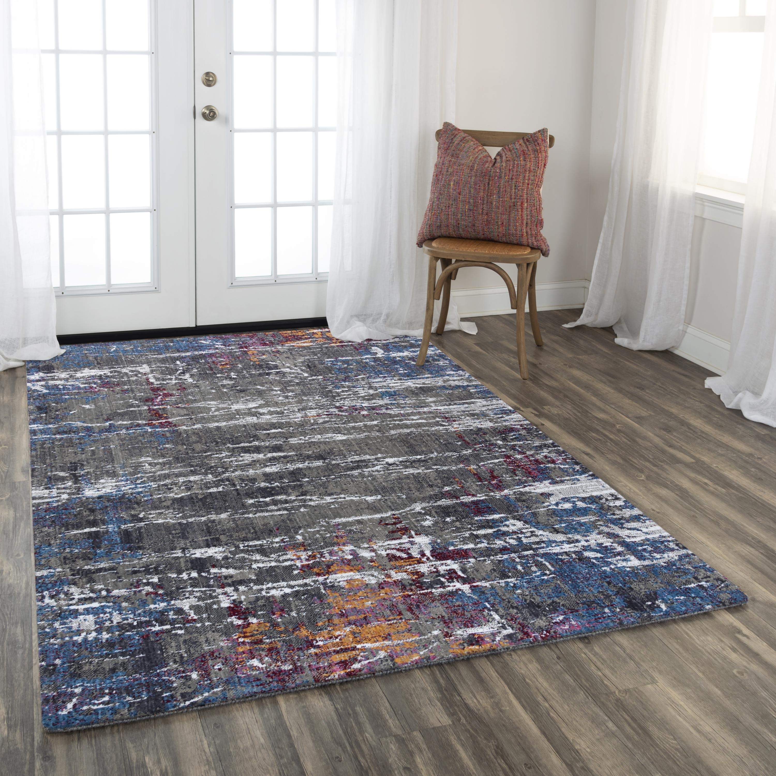 Alora Decor Sanction Ivory, Grey, Blue, Gold, Pink, and Burgundy Abstract Rug