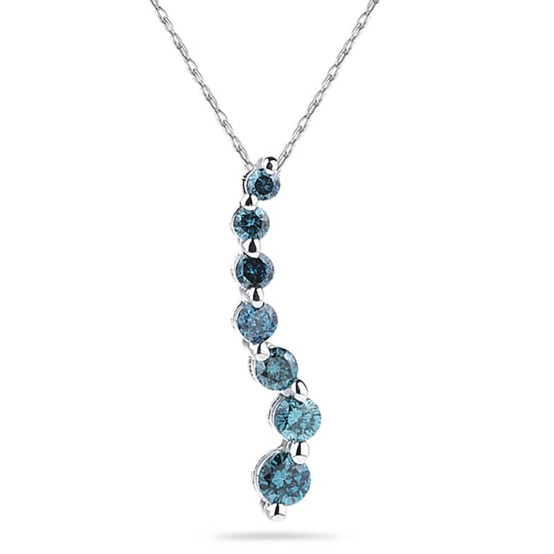 Marquee 1/2 Carat TW Blue Diamond S Journey Pendant in 14K White Gold