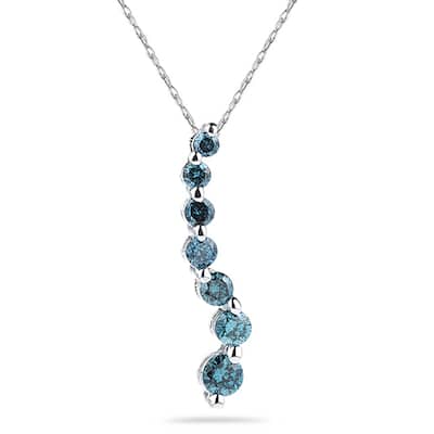 Marquee 1/2 Carat TW Blue Diamond S Journey Pendant in 14K White Gold