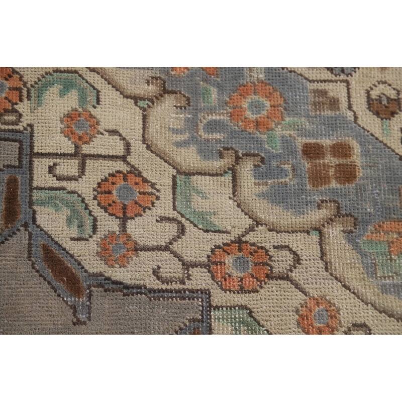 Distressed Grey Tabriz Vintage Persian Rug Hand-Knotted Wool Carpet - 6'7" x 9'4"