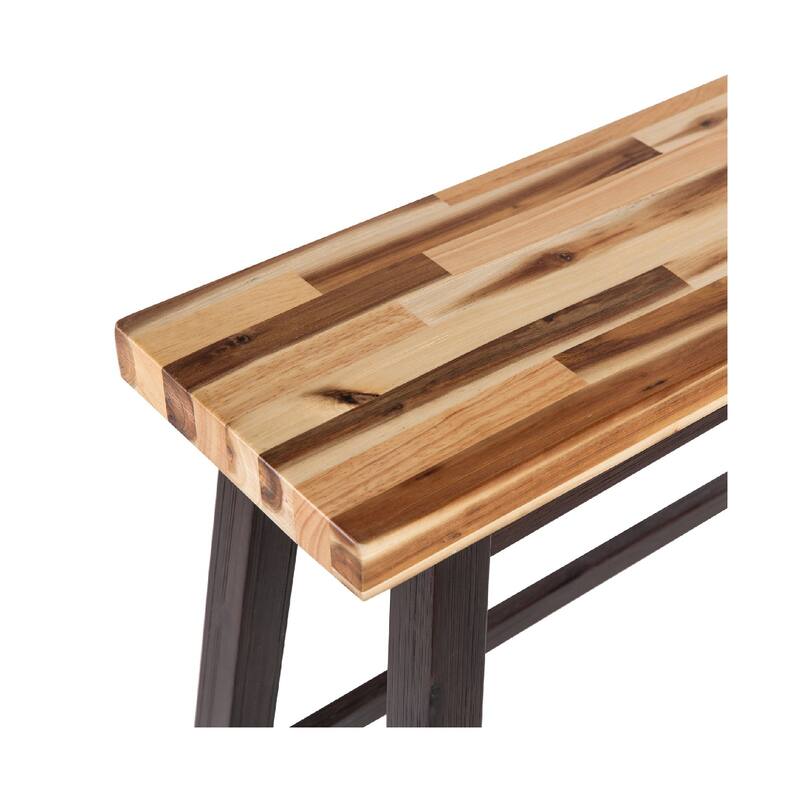 Amber Counter Height Bench, 33 Inch Natural Brown Seat, Espresso Brown