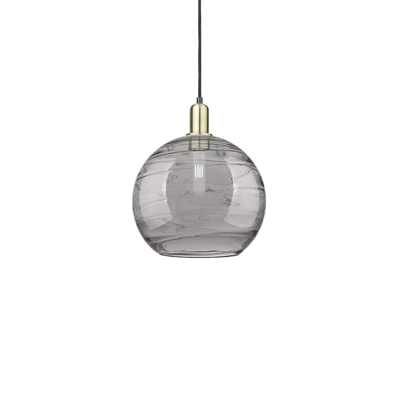 Innovations Lighting 716-1P-15-12 Athens Deco Swirl Pendant Athens - Black Antique Brass / Light Smoke Deco Swirl