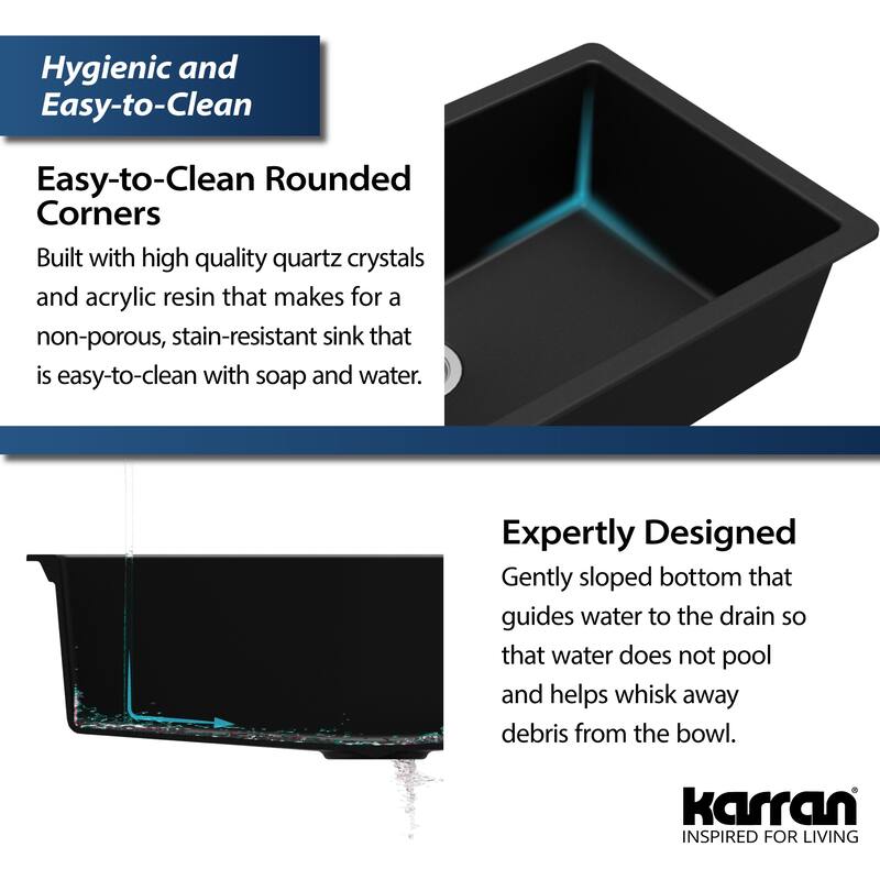 Karran Undermount 32.5 in. Large Single Bowl Quartz Kitchen Sink