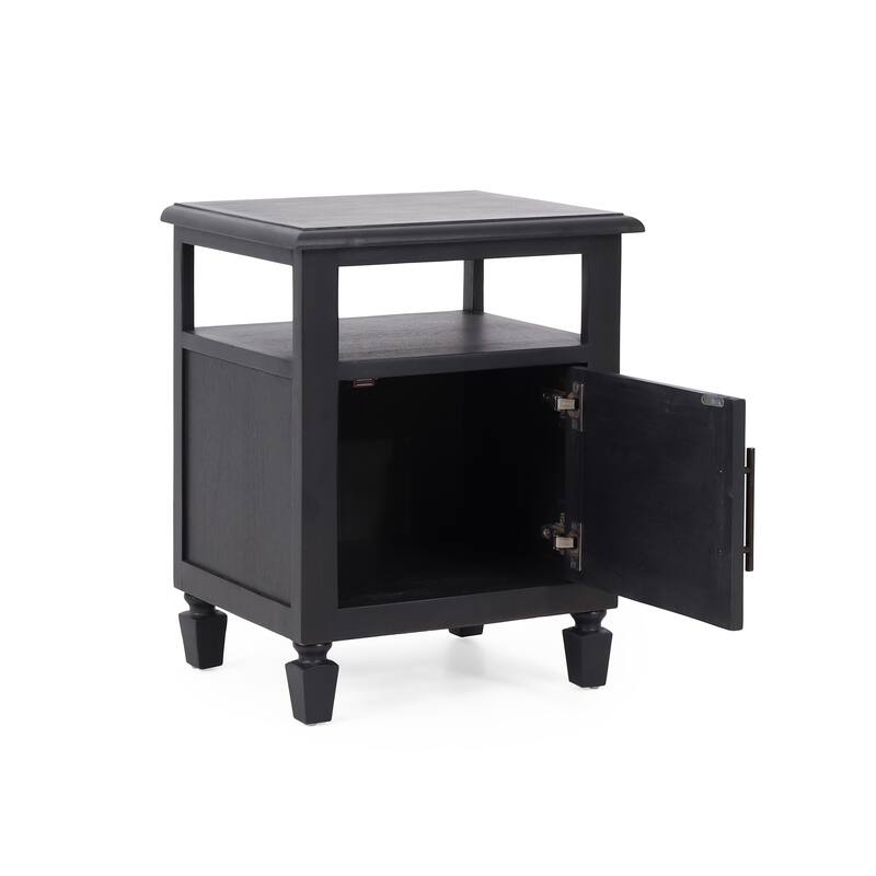 Nightstand Side Table Storage Cabinet with Open Shelf, Lamp Table Corner Table Coffee Table with Wood Legs