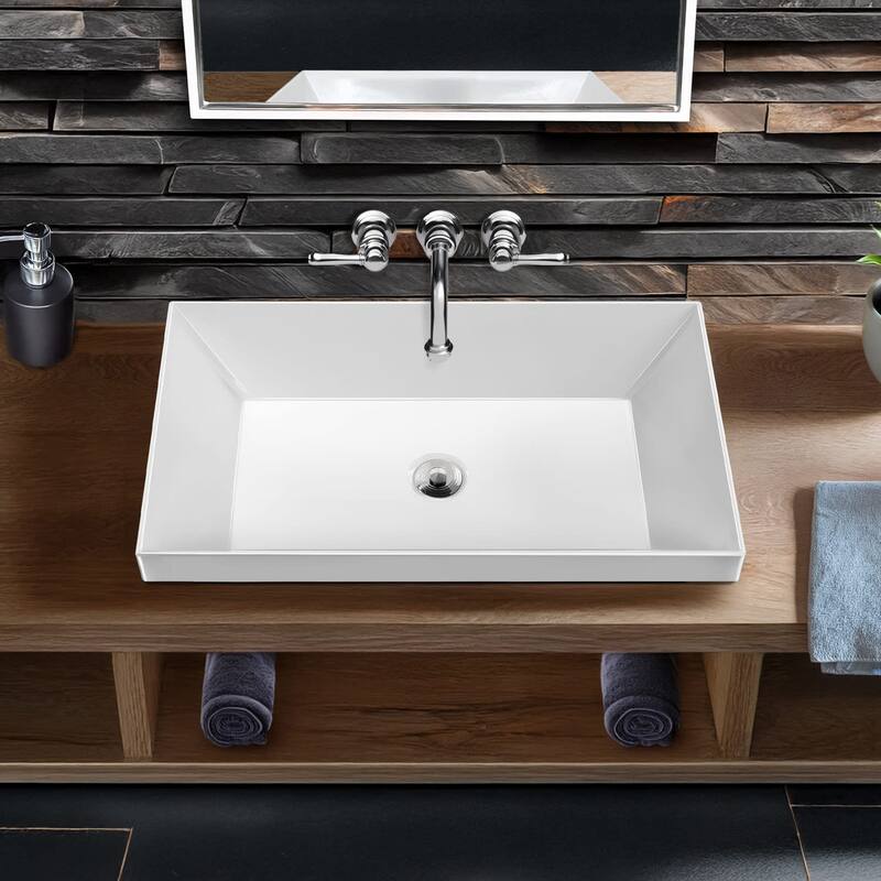 Whitehaus B-AGS60 23-5/8" Rectangular Vitreous China Semi-Recessed