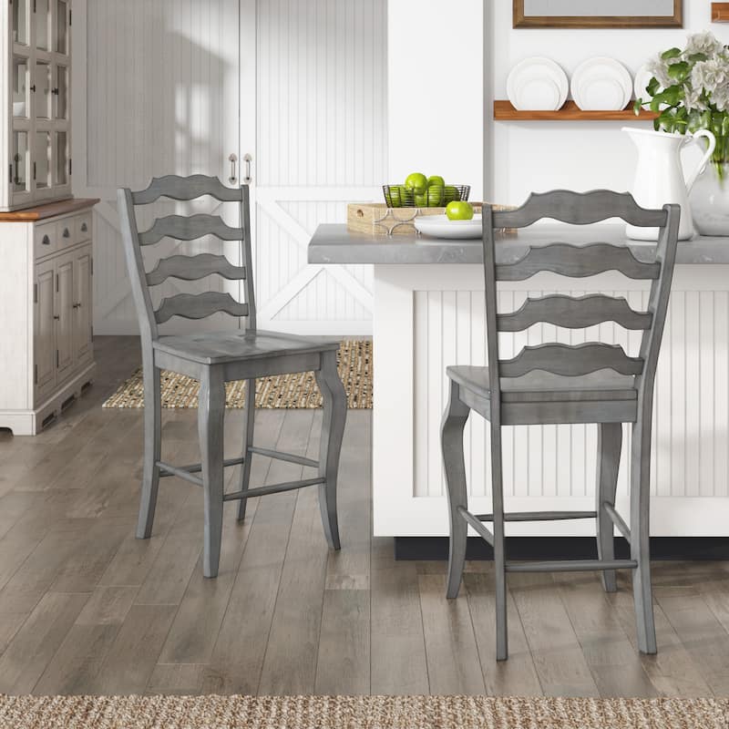 Eleanor French Ladder Back Wood Counter Chair (Set of 2) by iNSPIRE Q Classic