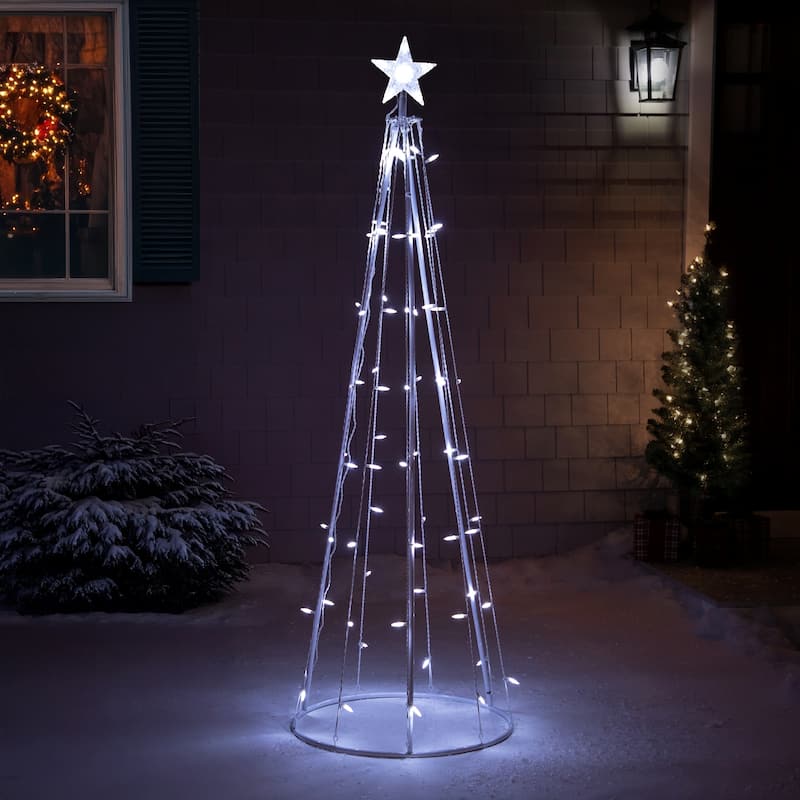 6' White LED Lighted Cone Tree Outdoor Christmas Decor