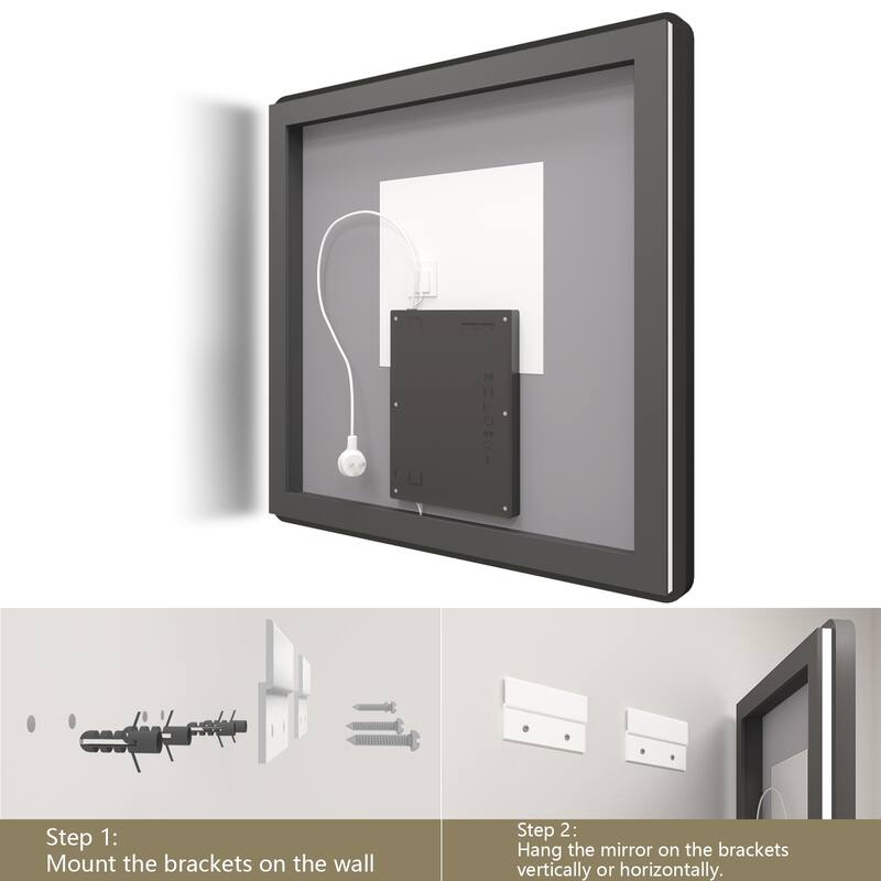 KIOTEE Rectangular Framed Front & Back LED Lighted Anti-Fog Tempered Glass Bathroom Vanity Mirror with ETL and 3-Year Warranty