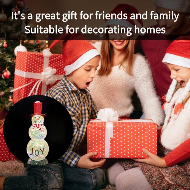 LED Snowman Table Light - Christmas Decor with Hat & Scarf, Battery Operated Holiday Night Light - N/A