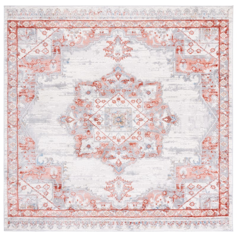 SAFAVIEH Shivan Minah Oriental Medallion Rug - 6'7" Square - Ivory/Rust