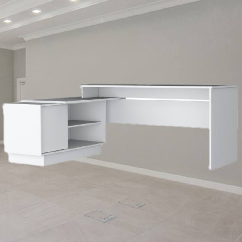 Spacious L-Shaped Computer Desk, 70" Wide with Storage Cabinet and Open Shelves for Home Office, Gaming, or Workstation
