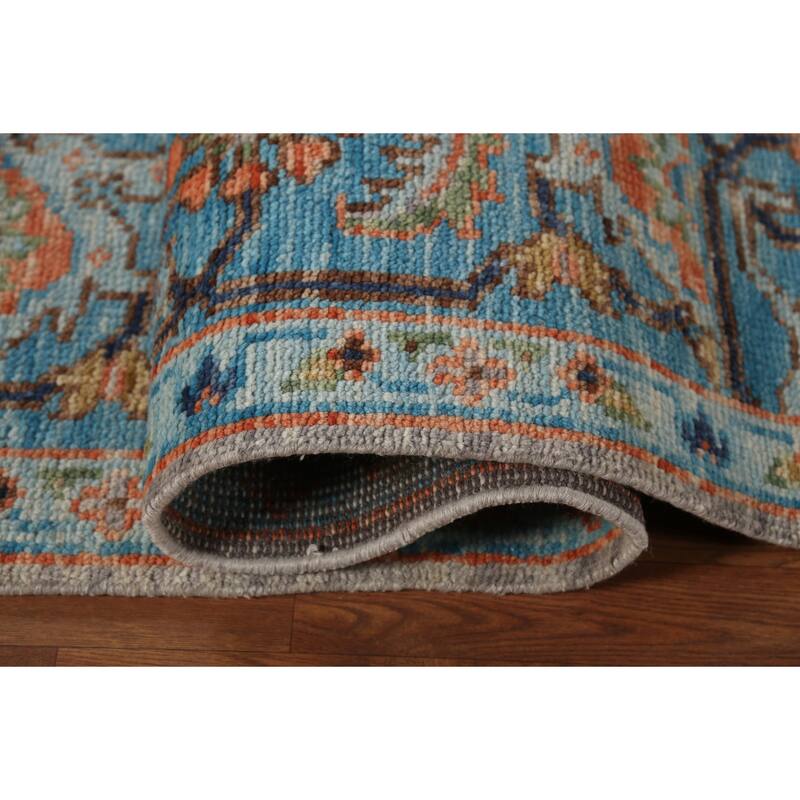 Floral Oushak Indian Area Rug Hand-Knotted Wool Carpet - 8'9" x 12'1"