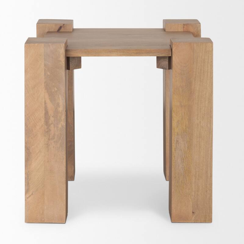HomeRoots 23" Natural and Brown Solid Wood and Wood Tray Table - 23.00 in. x 21.75 in. x 23.00 in.