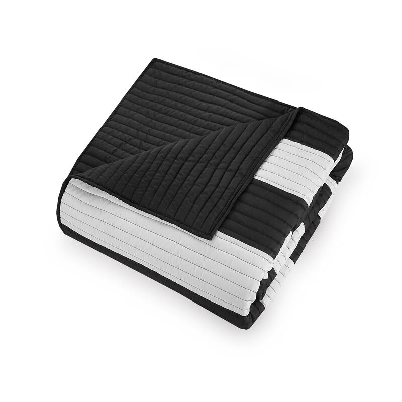Lavelle Black/White Stripe Quilt Set